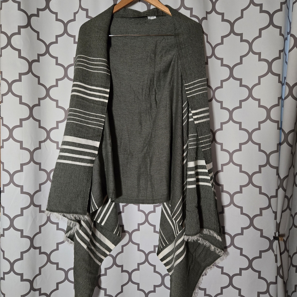J. Crew Brown and Cream Striped Poncho